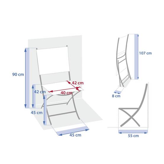 Hesperide - Lot de 4 Chaises de jardin Essentia pliables noisette Hespéride - Image 8