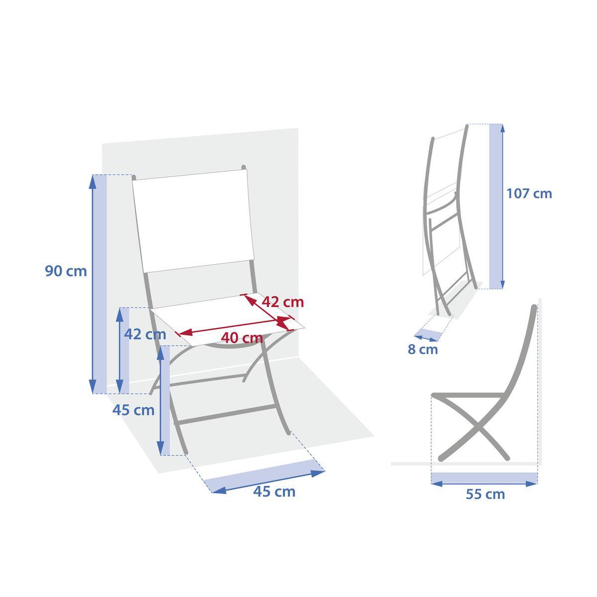 Hesperide - Lot de 4 Chaises de jardin Essentia pliables noisette Hespéride - Image 8