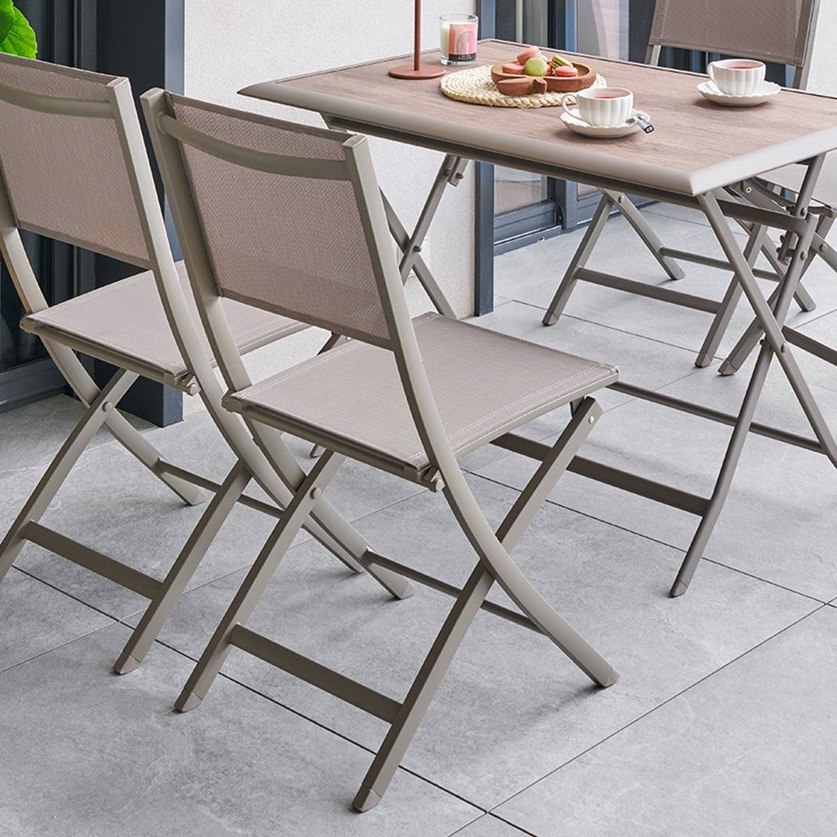 Hesperide - Lot de 4 Chaises de jardin Essentia pliables noisette Hespéride - Image 1