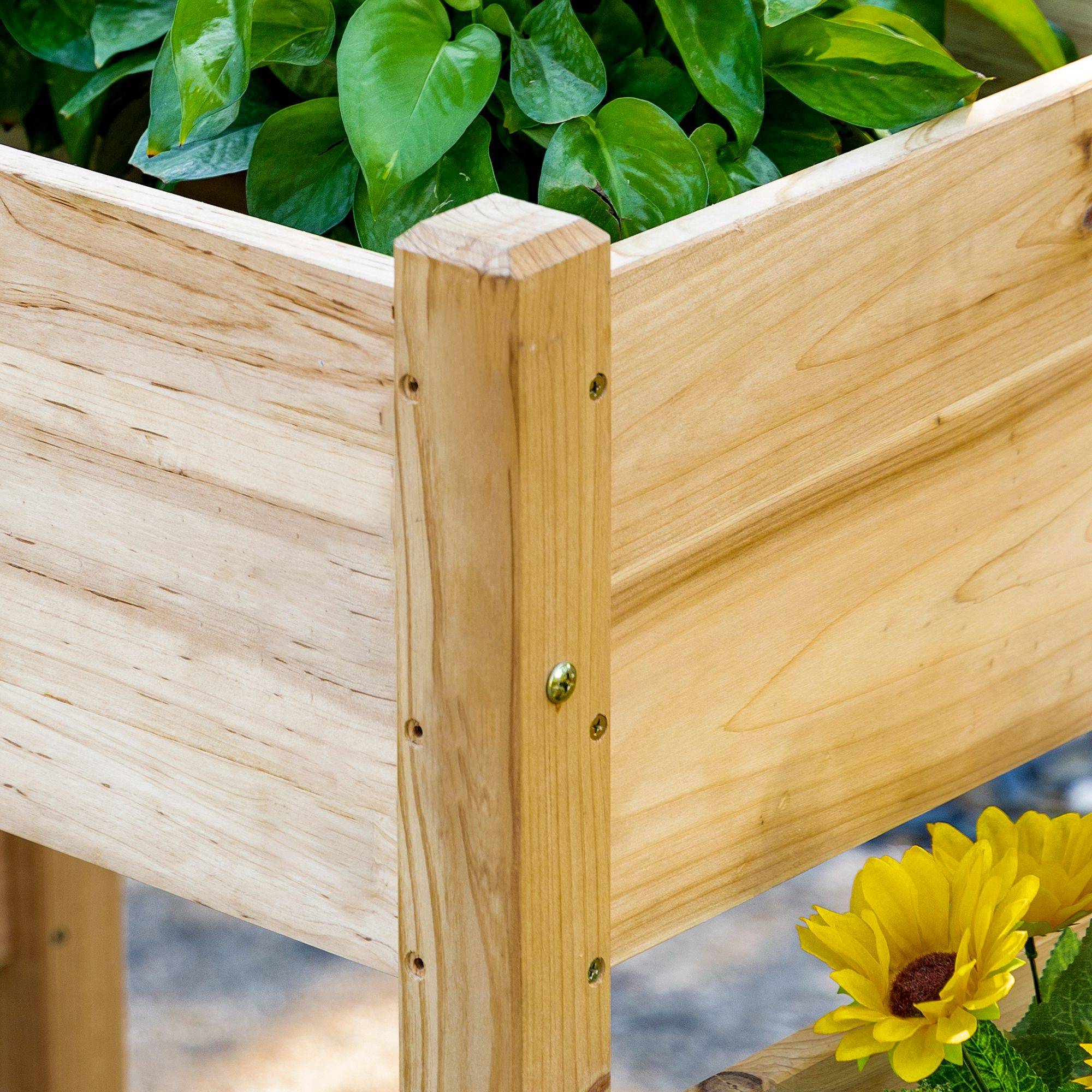Jardinière sur Pieds carré Potager 2 étages dim. 184L x 45l x 80H cm Inserts d'irrigation Bois Sapin pré-huilé - Image 10