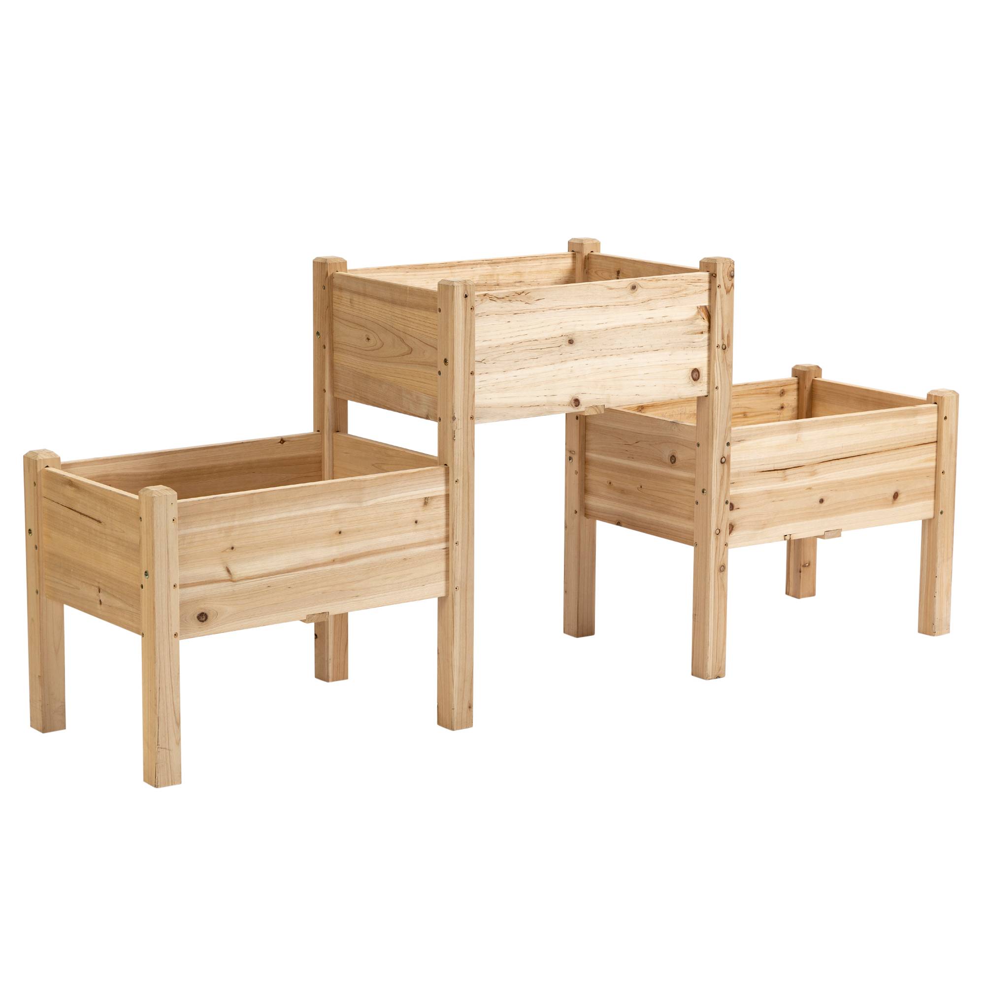 Jardinière sur Pieds carré Potager 2 étages dim. 184L x 45l x 80H cm Inserts d'irrigation Bois Sapin pré-huilé - Image 2
