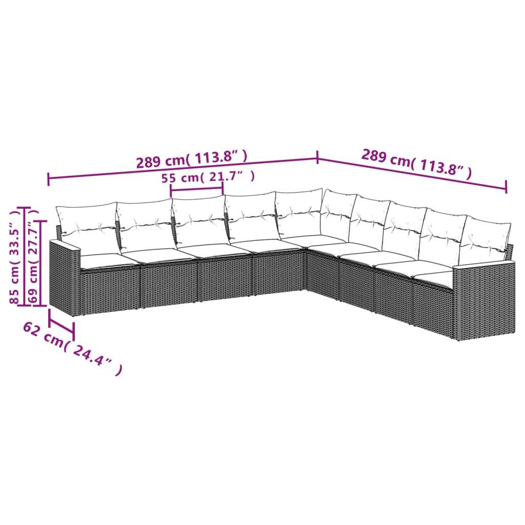 Grand Salon de Jardin 9 Pièces Résine Tressée Modulaire avec Coffres de ...