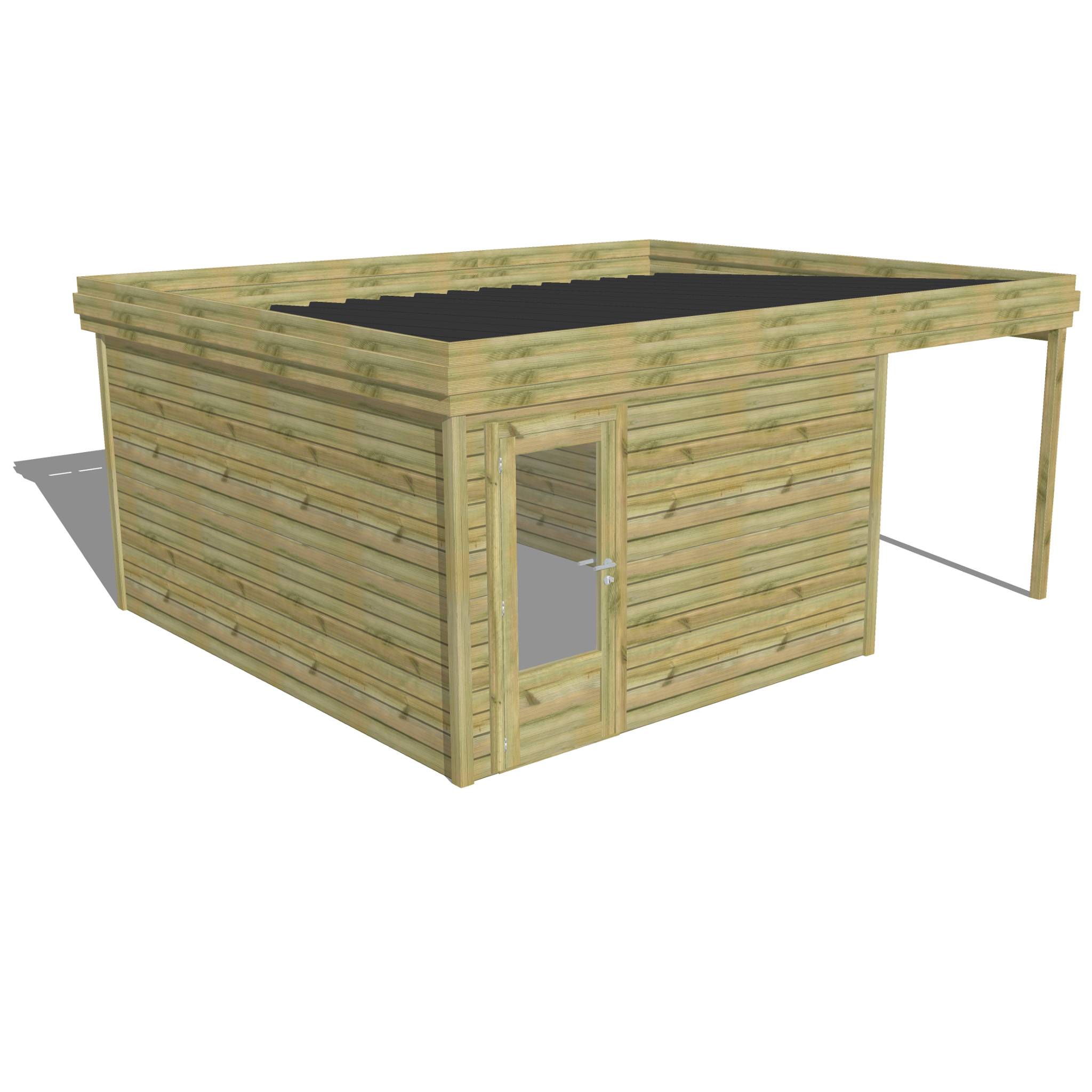 ABRI DE JARDIN bois autoclave 27mm - 5,44x4,34m / 24m2 - Bac acier - Abri Français - Image 1