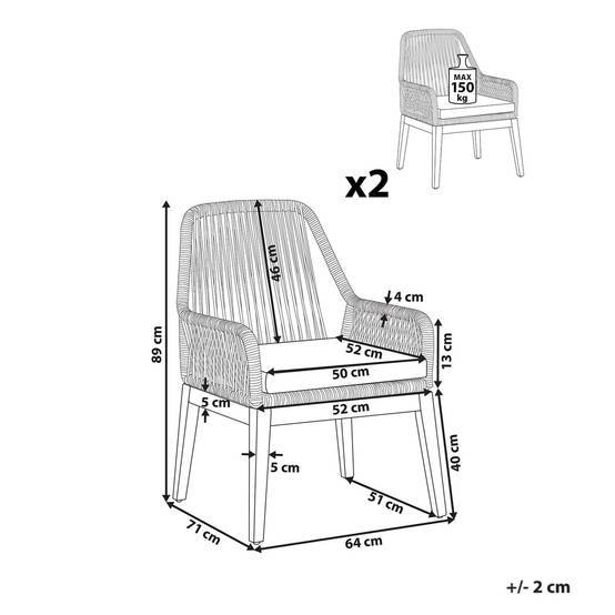 Chaise de jardin Polypropylène Blanc cassé OLBIA Beliani - Image 2