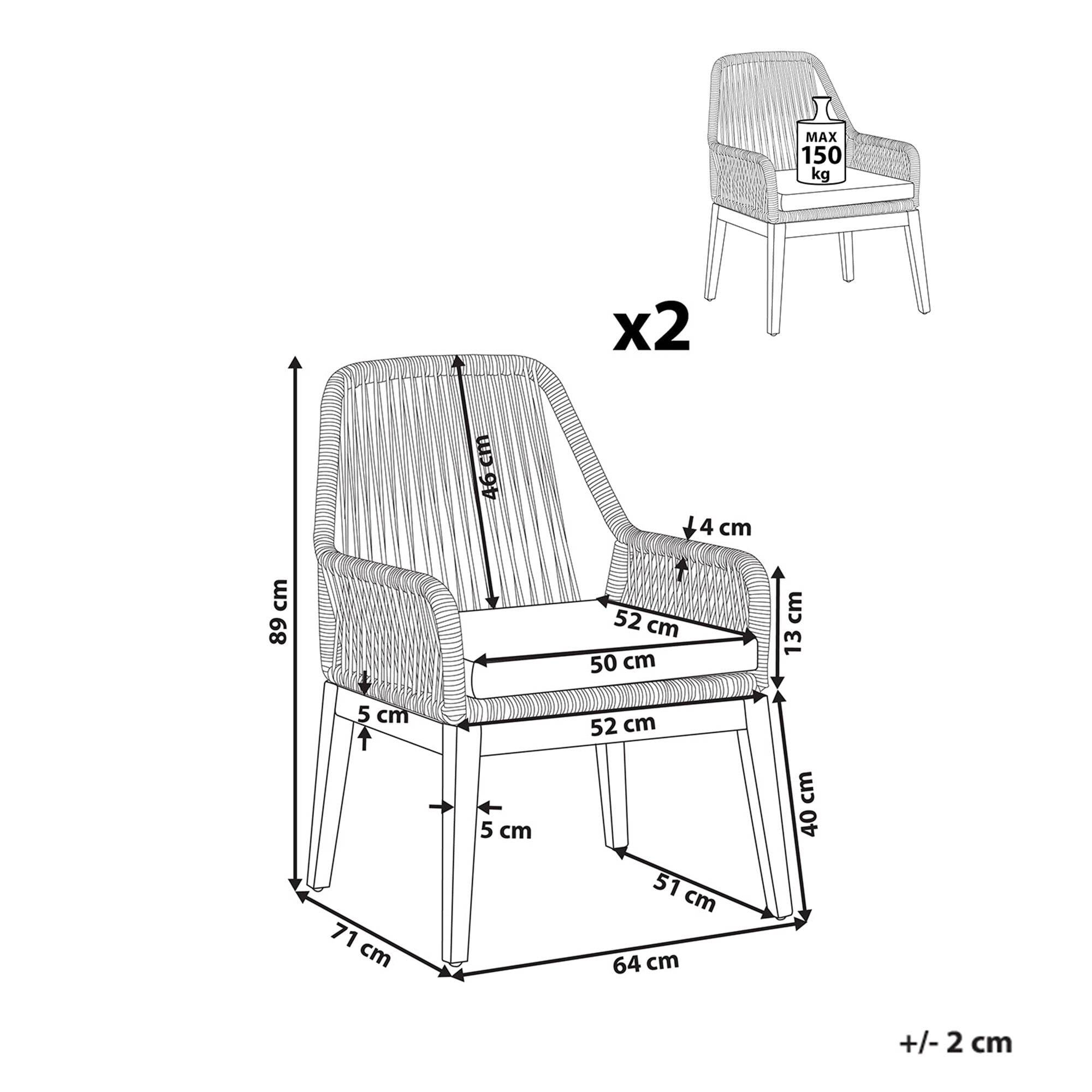 Chaise de jardin Polypropylène Blanc cassé OLBIA Beliani - Image 2