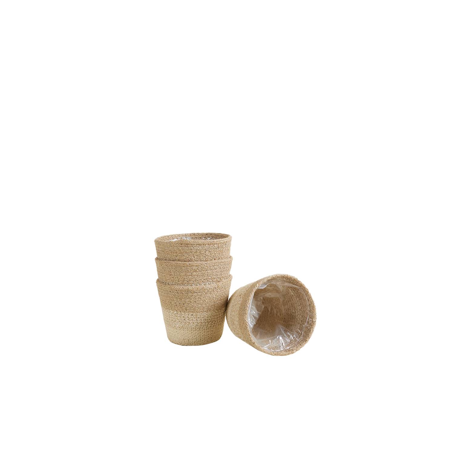 P. à Plantes Tressé Gaby - Lot de 4 Pots - Beige - Jute - Panier pour Plantes - Image 3