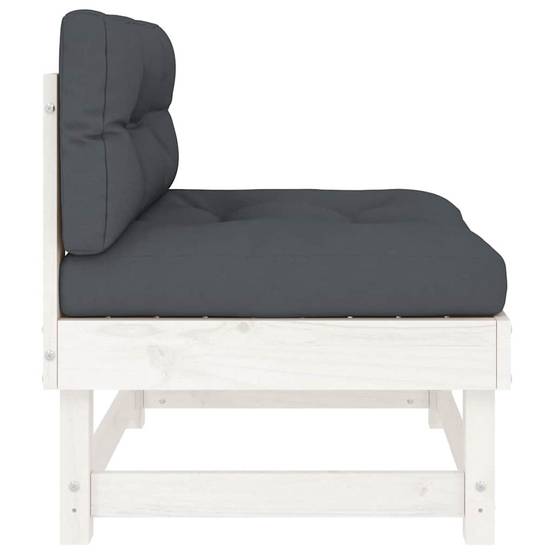 Canapés centraux avec coussins 2 pcs | Canapé D'extérieur | Sofa De Jardin blanc bois de pin massif Maison Chic - Image 6