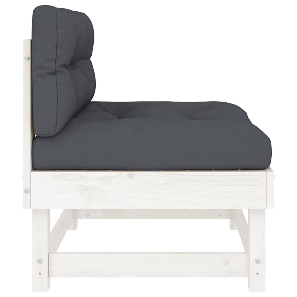 Canapés centraux avec coussins 2 pcs | Canapé D'extérieur | Sofa De Jardin blanc bois de pin massif Maison Chic - Image 6