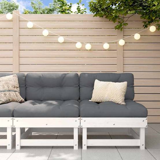Canapés centraux avec coussins 2 pcs | Canapé D'extérieur | Sofa De Jardin blanc bois de pin massif Maison Chic - Image 2