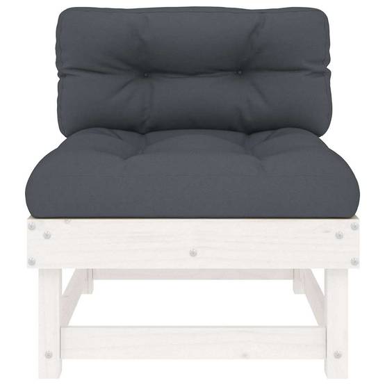 Canapés centraux avec coussins 2 pcs | Canapé D'extérieur | Sofa De Jardin blanc bois de pin massif Maison Chic - Image 5