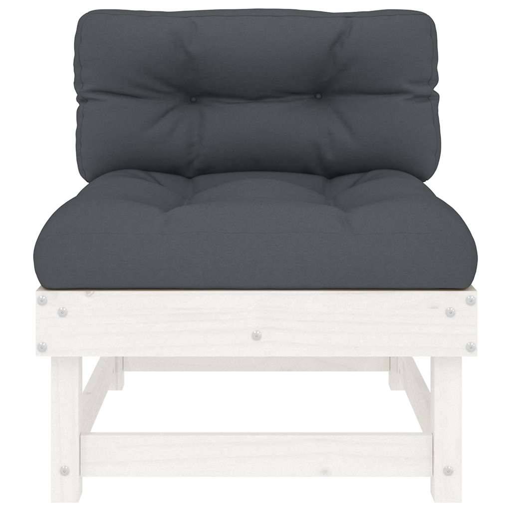 Canapés centraux avec coussins 2 pcs | Canapé D'extérieur | Sofa De Jardin blanc bois de pin massif Maison Chic - Image 5