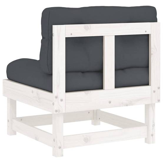 Canapés centraux avec coussins 2 pcs | Canapé D'extérieur | Sofa De Jardin blanc bois de pin massif Maison Chic - Image 7