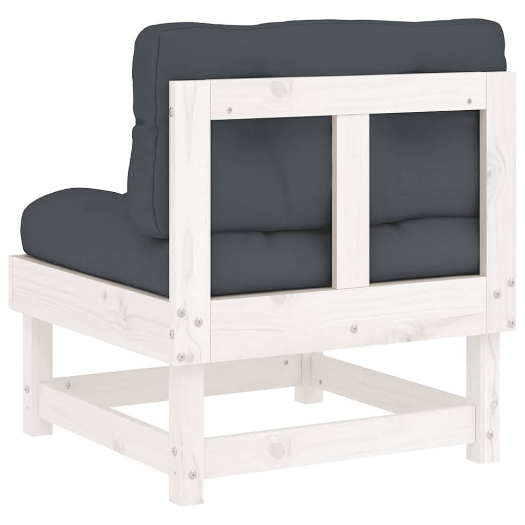 Canapés centraux avec coussins 2 pcs | Canapé D'extérieur | Sofa De Jardin blanc bois de pin massif Maison Chic - Image 7