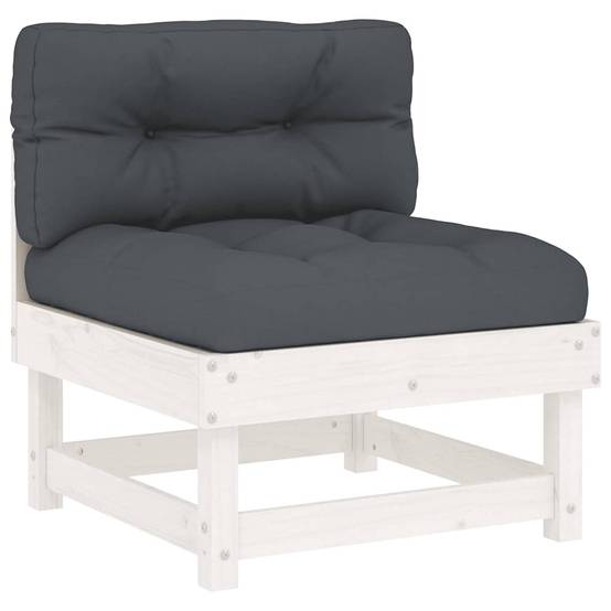 Canapés centraux avec coussins 2 pcs | Canapé D'extérieur | Sofa De Jardin blanc bois de pin massif Maison Chic - Image 4