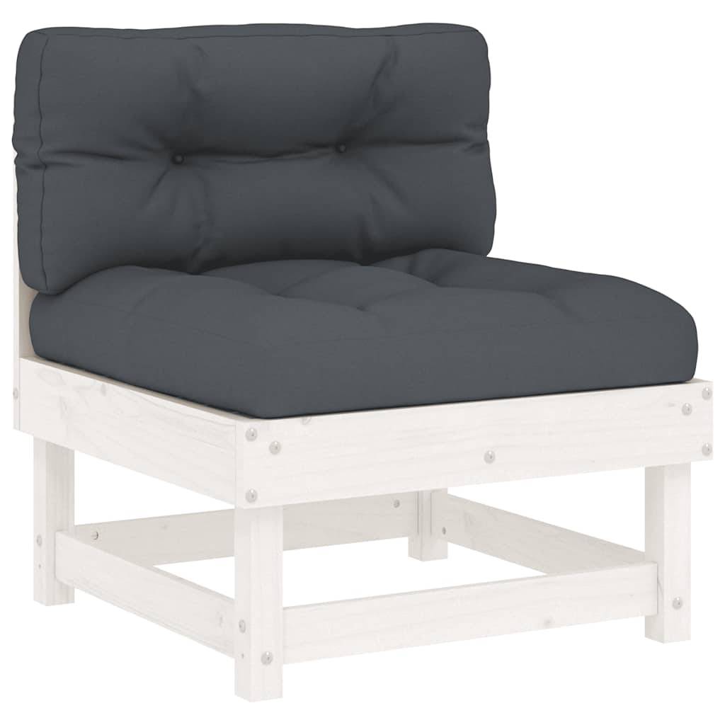 Canapés centraux avec coussins 2 pcs | Canapé D'extérieur | Sofa De Jardin blanc bois de pin massif Maison Chic - Image 4