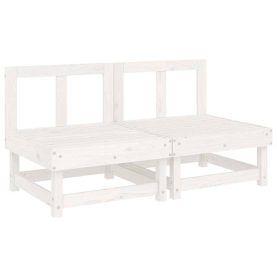 Canapés centraux avec coussins 2 pcs | Canapé D'extérieur | Sofa De Jardin blanc bois de pin massif Maison Chic - Image 3