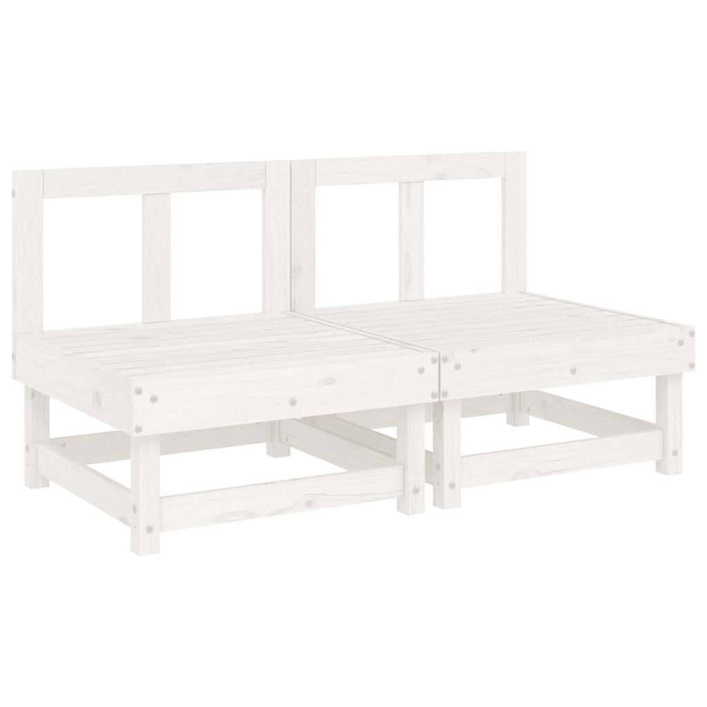 Canapés centraux avec coussins 2 pcs | Canapé D'extérieur | Sofa De Jardin blanc bois de pin massif Maison Chic - Image 3