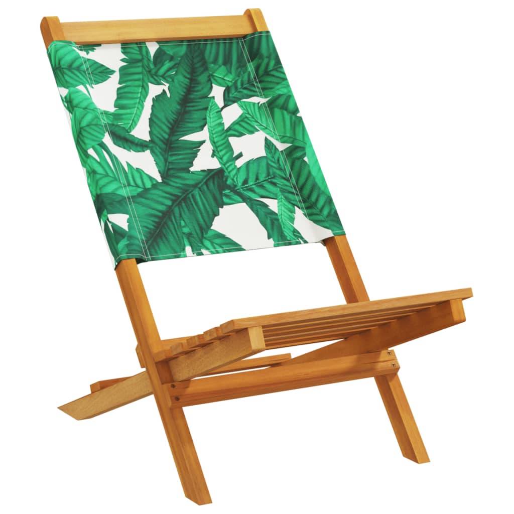 Maison Chic - Lot de 4 Chaise pliante de jardin - Chaises d'extérieur - Chaises de jardin pliables vert tissu et bois massif-JU12444 - Image 3