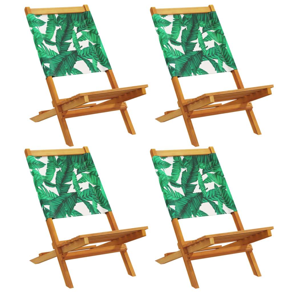 Maison Chic - Lot de 4 Chaise pliante de jardin - Chaises d'extérieur - Chaises de jardin pliables vert tissu et bois massif-JU12444 - Image 1