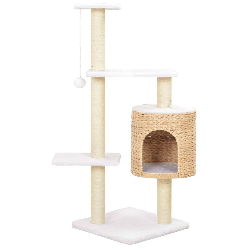 Helloshop26 - Arbre à chat griffoir grattoir niche jouet animaux peluché en sisal herbiers marins beige - Image 1