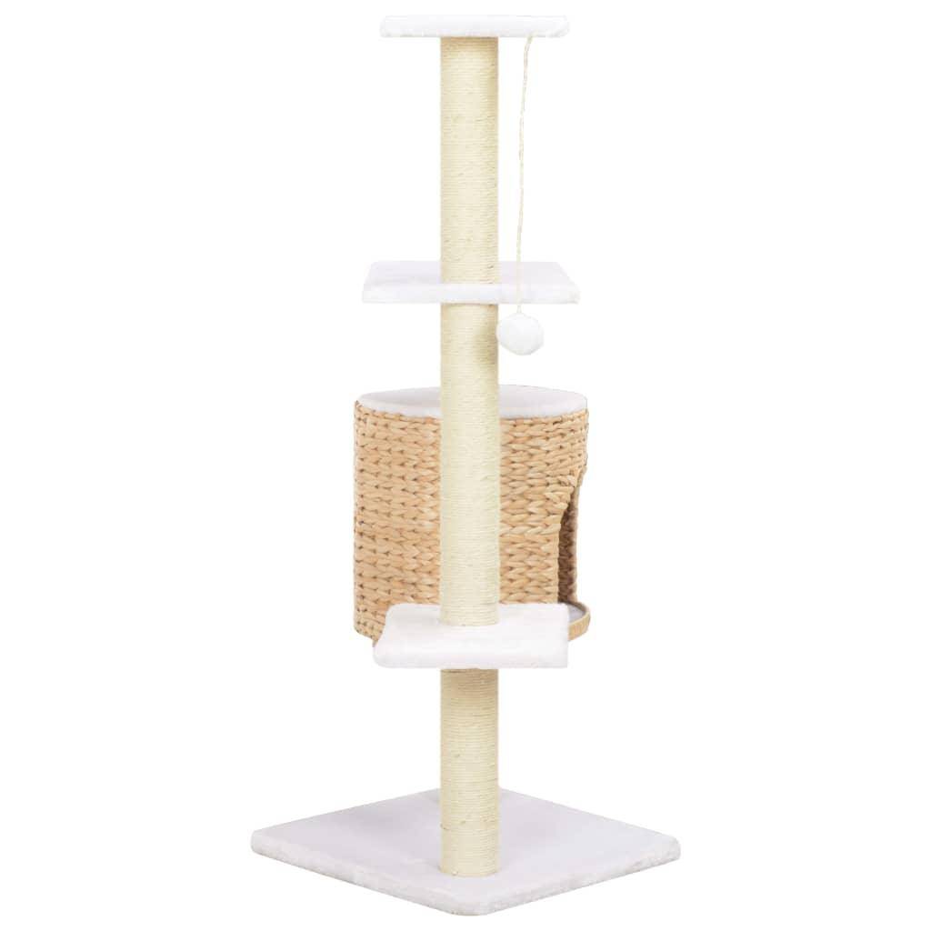 Helloshop26 - Arbre à chat griffoir grattoir niche jouet animaux peluché en sisal herbiers marins beige - Image 3