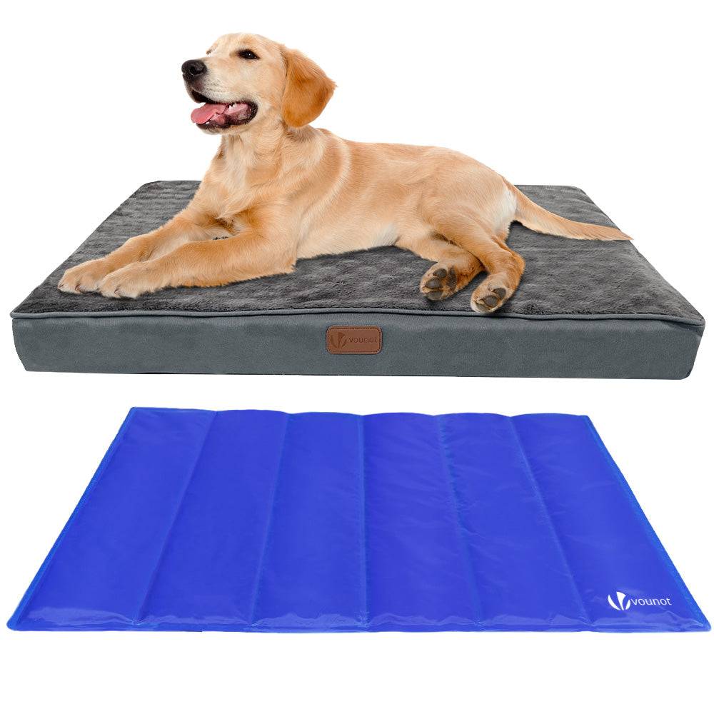 Vounot - Matelas panier pour chien avec tapis gel rafraichissant amovible 76x51x9cm