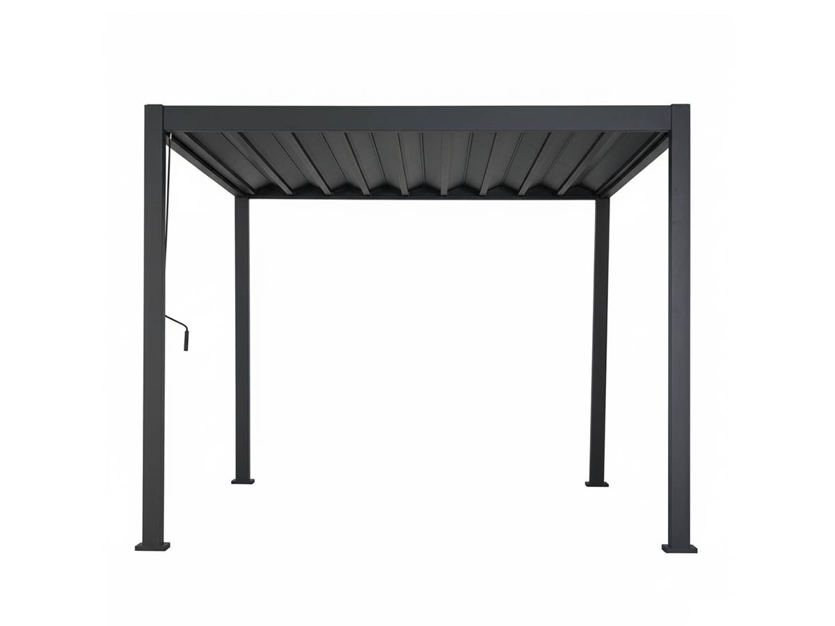 Hesperide - Kit pergola bioclimatique toit rétractable Evora Graphite 4 x 3 m Hespéride + 2 stores 4 m - Image 6