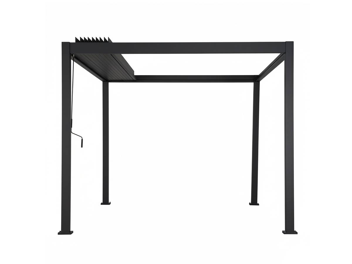 Hesperide - Kit pergola bioclimatique toit rétractable Evora Graphite 4 x 3 m Hespéride + 2 stores 4 m - Image 7