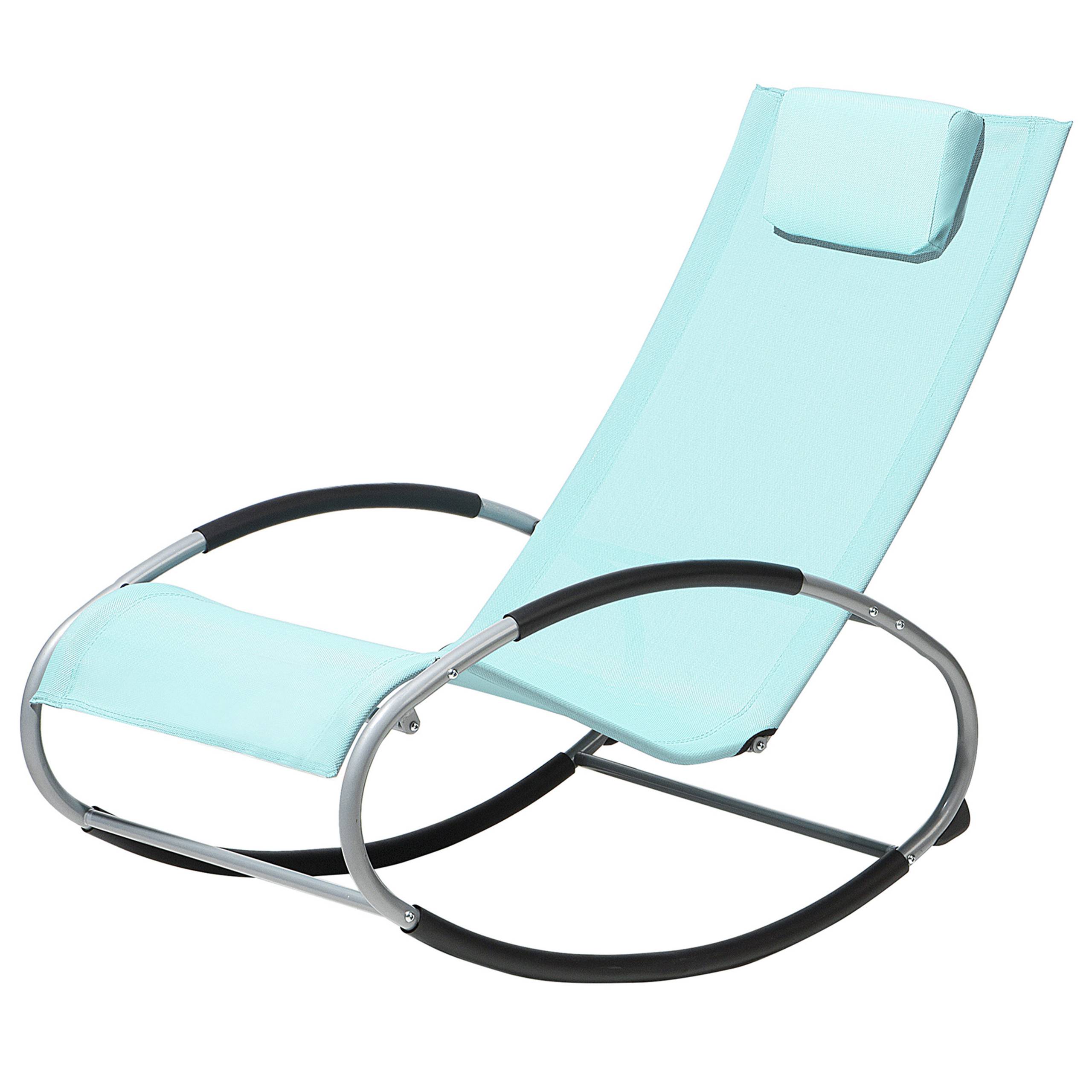Beliani - Chaise de Jardin Transat à Bascule en Textile Bleu Clair et Acier Argenté Matières Résistantes et Durables et Design Moderne Très Confortable Beliani - Image 5
