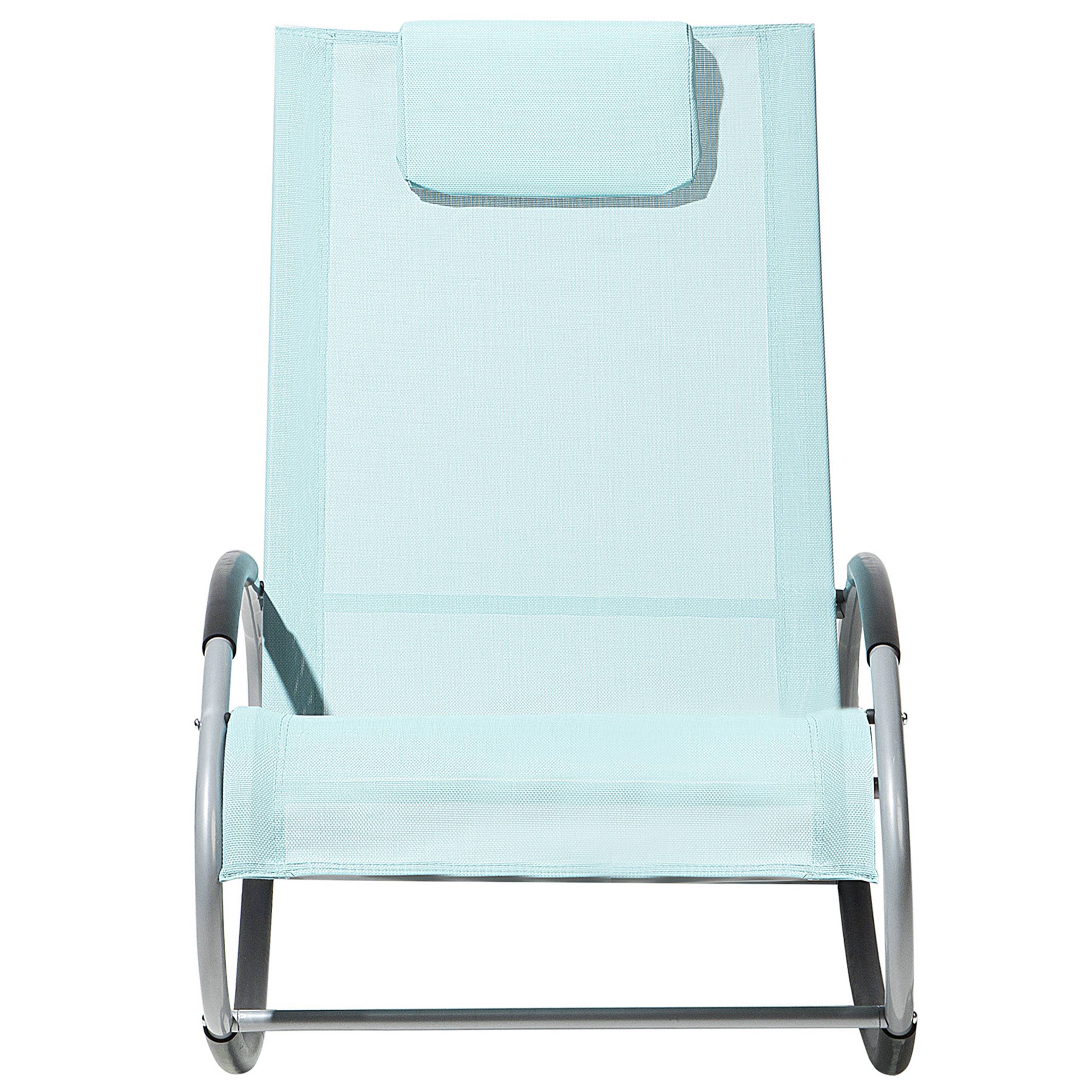 Beliani - Chaise de Jardin Transat à Bascule en Textile Bleu Clair et Acier Argenté Matières Résistantes et Durables et Design Moderne Très Confortable Beliani - Image 4
