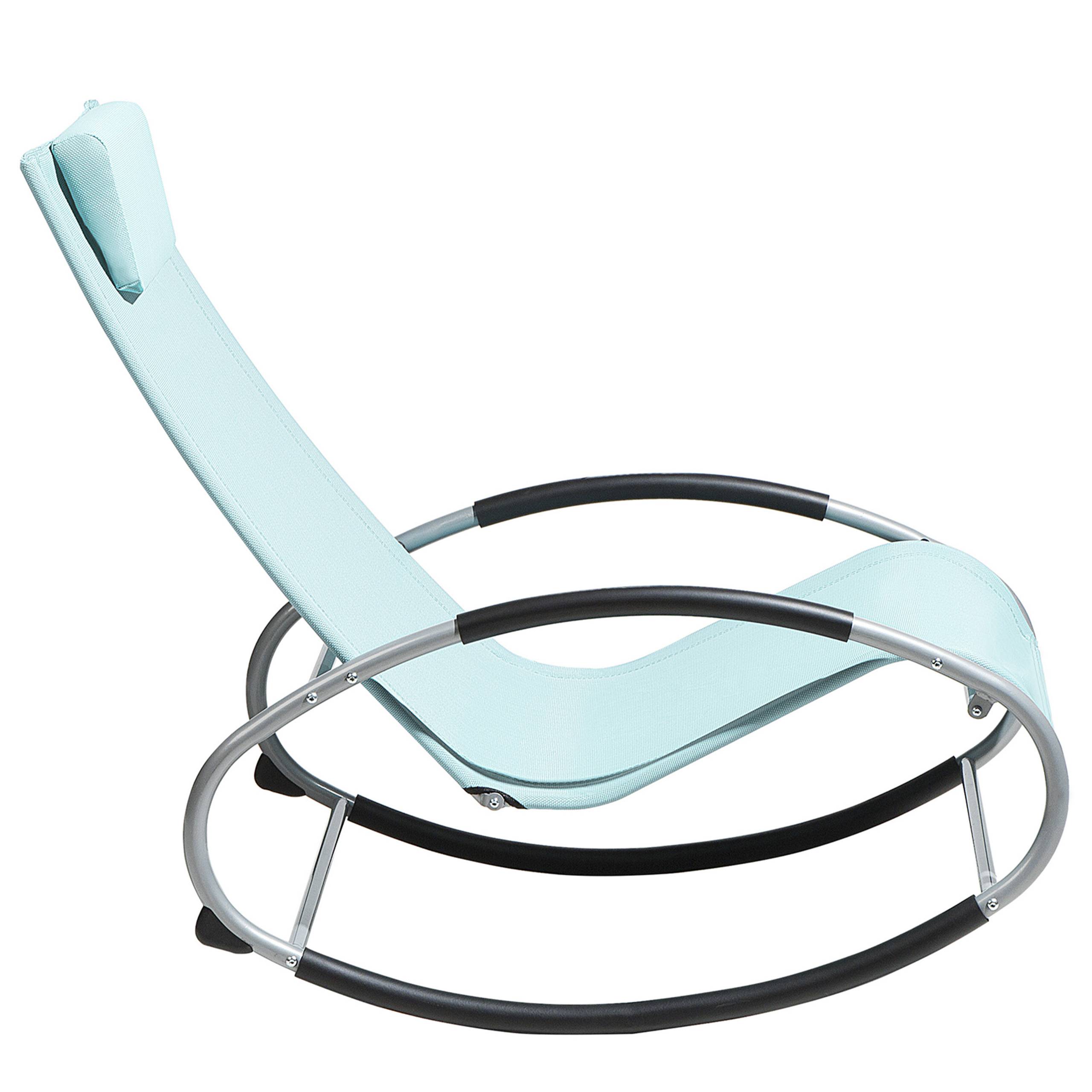 Beliani - Chaise de Jardin Transat à Bascule en Textile Bleu Clair et Acier Argenté Matières Résistantes et Durables et Design Moderne Très Confortable Beliani - Image 6