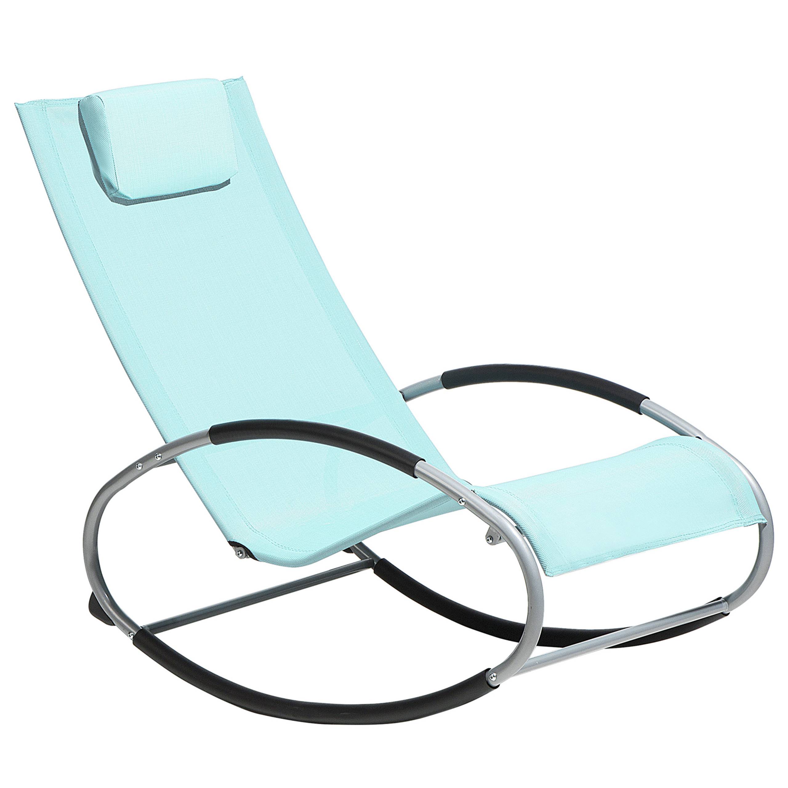 Beliani - Chaise de Jardin Transat à Bascule en Textile Bleu Clair et Acier Argenté Matières Résistantes et Durables et Design Moderne Très Confortable Beliani - Image 1