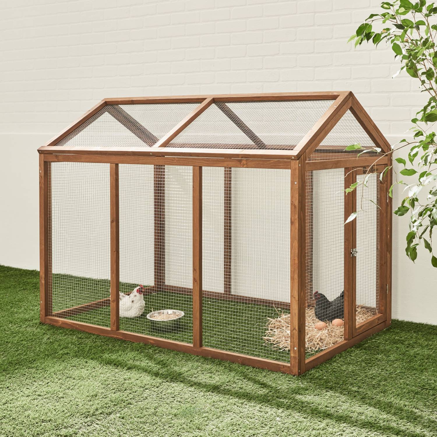 sweeek - Enclos pour poulailler en bois CHABO. 6 poules. parc grillagé pour poules. extension | sweeek