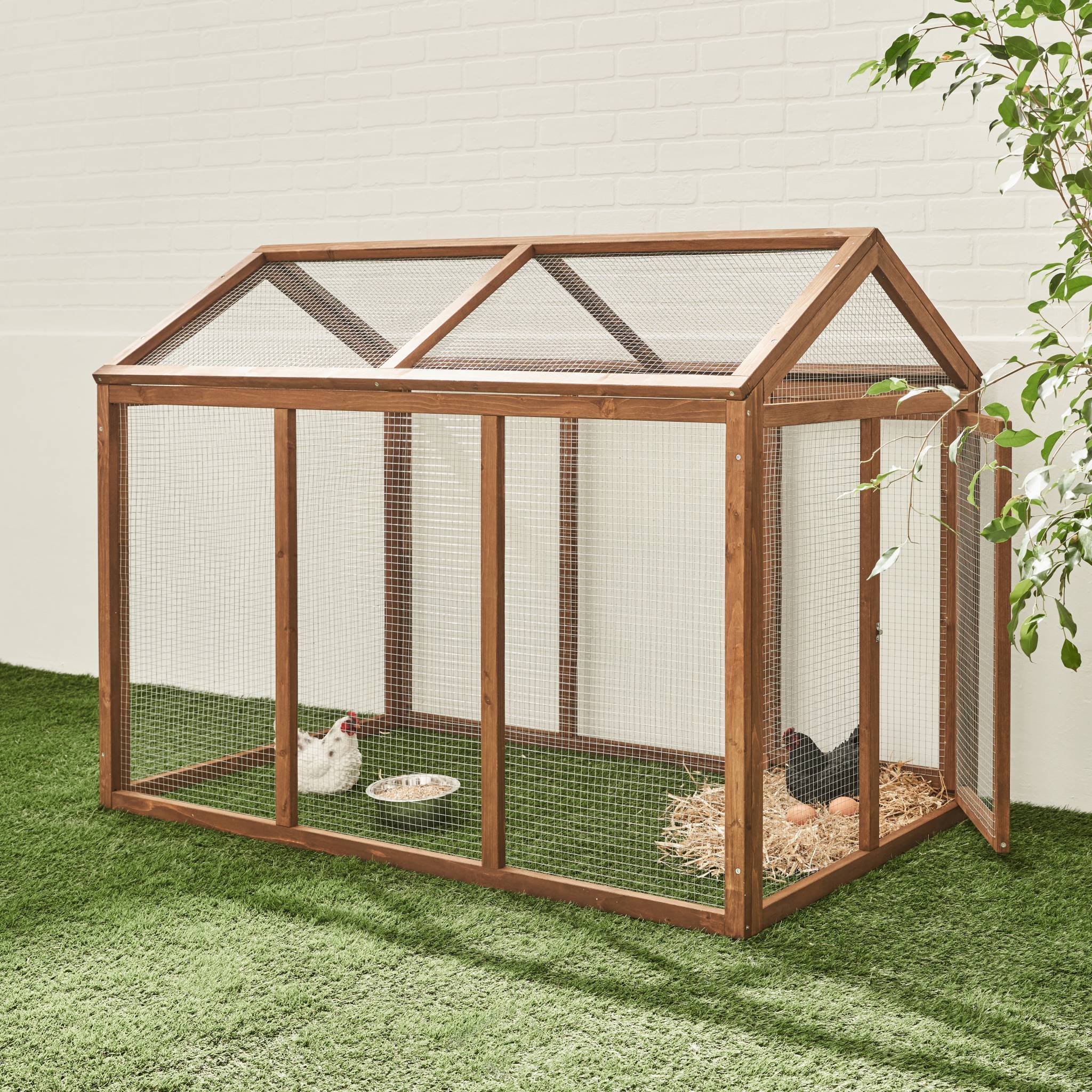 Enclos pour poulailler en bois CHABO. 6 poules. parc grillagé pour poules. extension | sweeek - Image 3