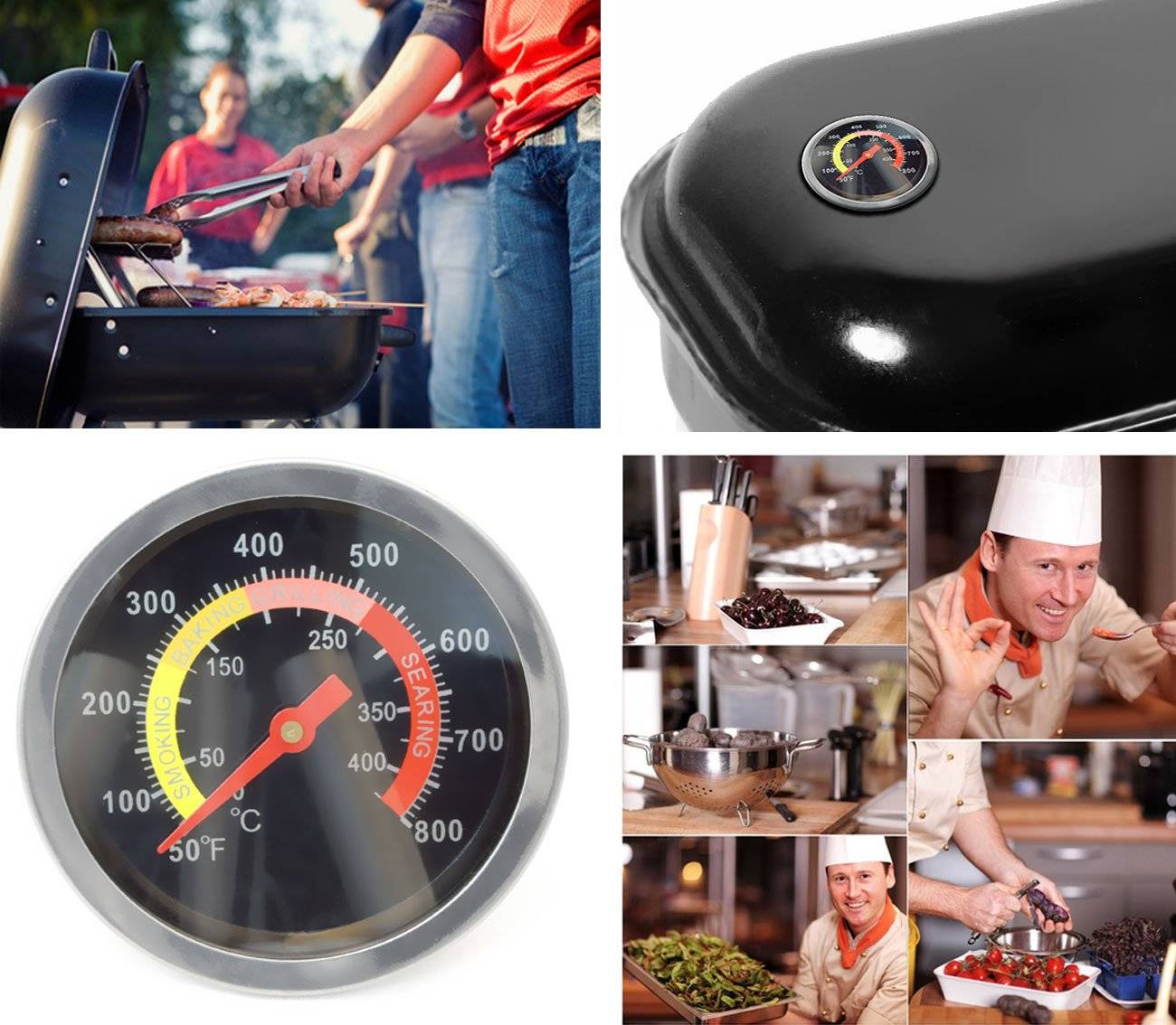 Thermomètre pour barbecue à charbon de bois - Thermomètre pour barbecue à fosse - pour la cuisson de la viande - 1 pièce-Lytech - Image 6
