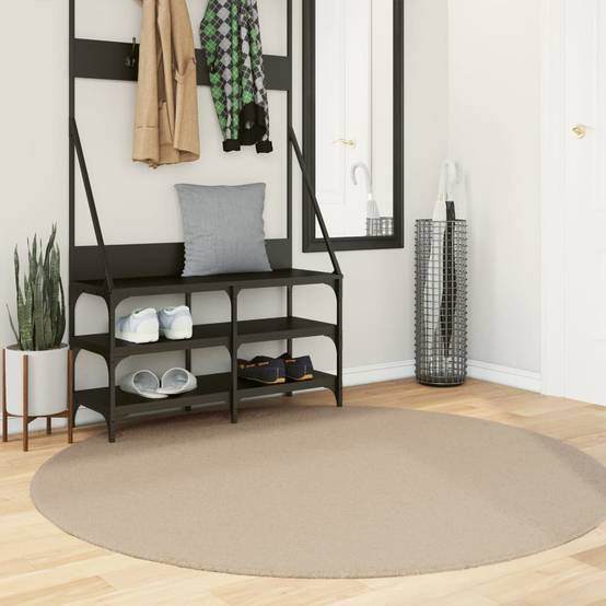 Tapis RondDoux Polyester Lavable pour Chambre Enfant Sable Ø 160 cm – ComfortXL Outdoor Living - Image 1