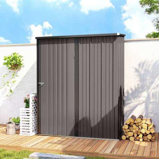 Abri de jardin en métal pour rangement extérieur avec porte verrouillable 162x95x196cm Noir - ComfortXL Outdoor Living - Image 8