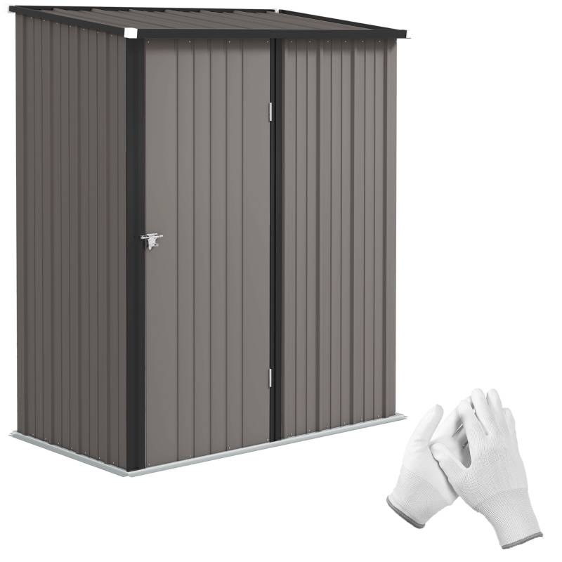 Abri de jardin en métal pour rangement extérieur avec porte verrouillable 162x95x196cm Noir - ComfortXL Outdoor Living - Image 2