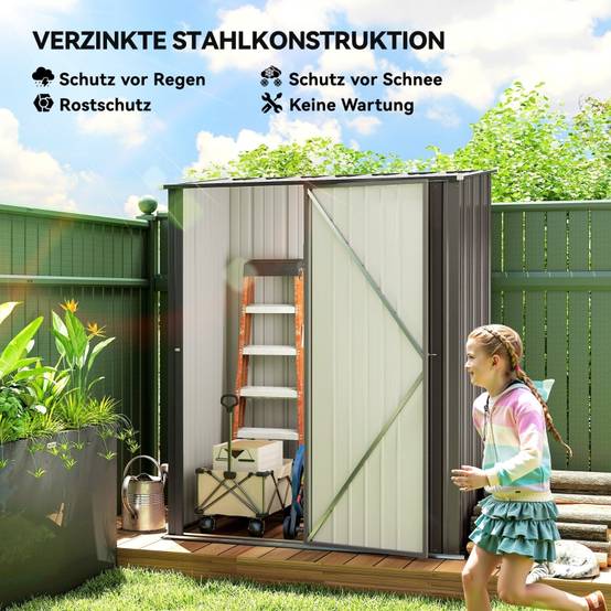 Abri de jardin en métal pour rangement extérieur avec porte verrouillable 162x95x196cm Noir - ComfortXL Outdoor Living - Image 4