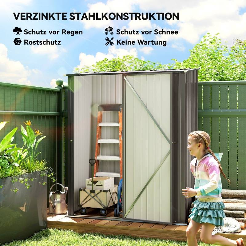 Abri de jardin en métal pour rangement extérieur avec porte verrouillable 162x95x196cm Noir - ComfortXL Outdoor Living - Image 4