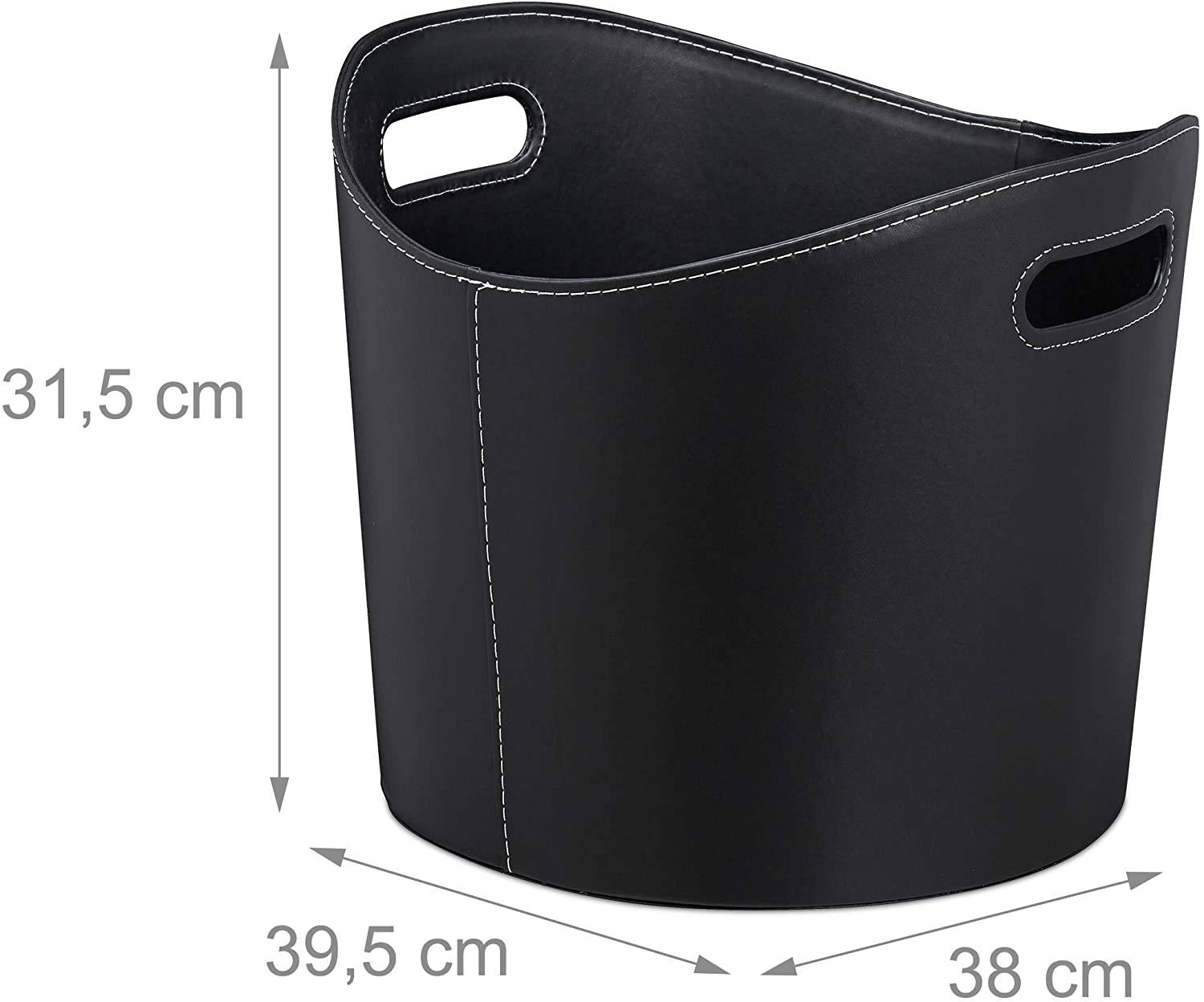 Helloshop26 - Panier à bûches accessoire cheminé 39,5 cm synthétique noir - Image 1