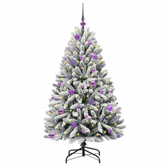 Sapin de Noël | Arbre de Noël artificiel Vert et blanc 150 cm PVC et métal Maison Chic - Image 3