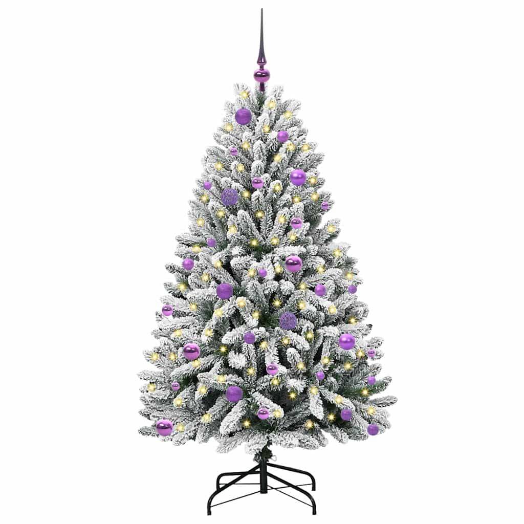 Sapin de Noël | Arbre de Noël artificiel Vert et blanc 150 cm PVC et métal Maison Chic - Image 3