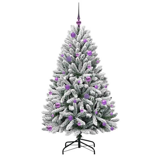 Sapin de Noël | Arbre de Noël artificiel Vert et blanc 150 cm PVC et métal Maison Chic - Image 4