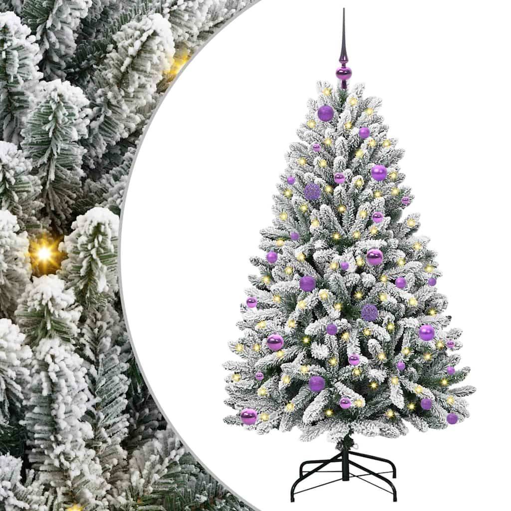 Sapin de Noël | Arbre de Noël artificiel Vert et blanc 150 cm PVC et métal Maison Chic - Image 1