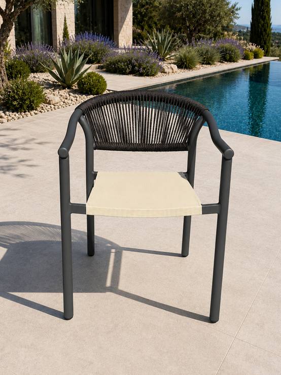 Dcb Garden - Ensemble repas de jardin 4 places en alu - Gris anthracite - TONGA - Image 8