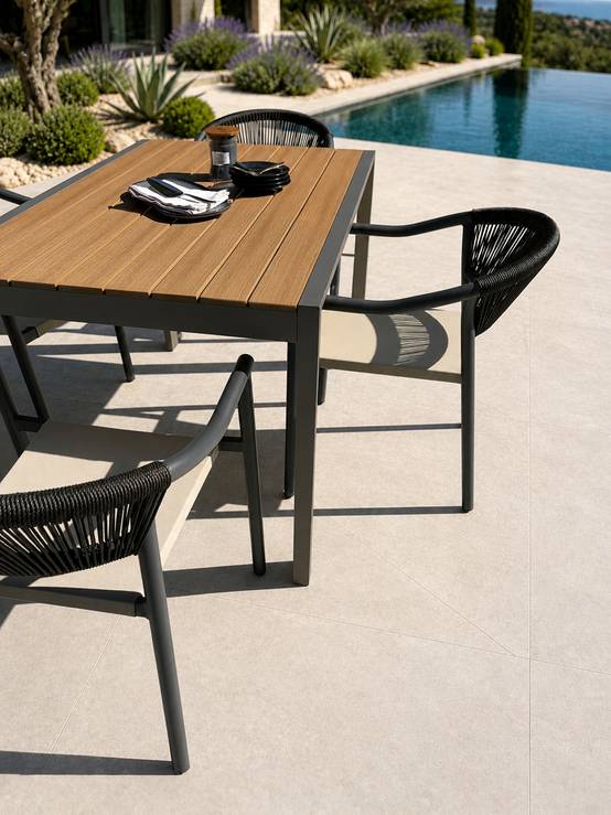 Dcb Garden - Ensemble repas de jardin 4 places en alu - Gris anthracite - TONGA - Image 2