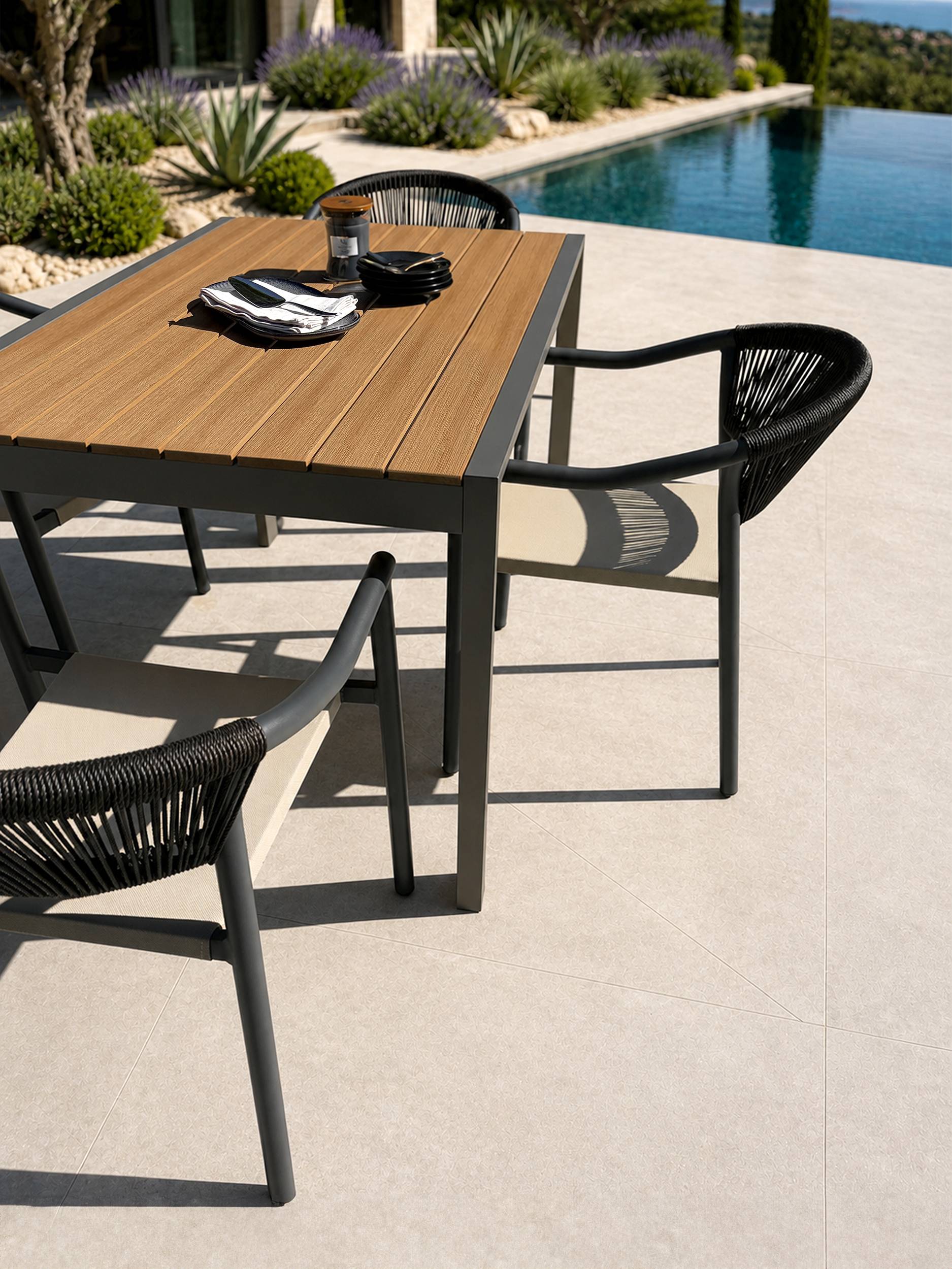 Dcb Garden - Ensemble repas de jardin 4 places en alu - Gris anthracite - TONGA - Image 2