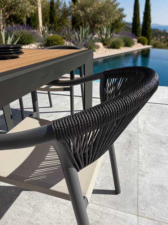 Dcb Garden - Ensemble repas de jardin 4 places en alu - Gris anthracite - TONGA - Image 4