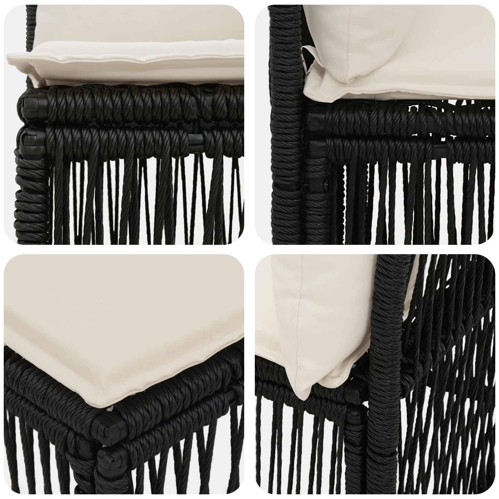 Vidaxl - Ensemble de canapé de jardin 4 pcs-Salons de jardin 4 place Noir polyrotin 723862 - Image 5